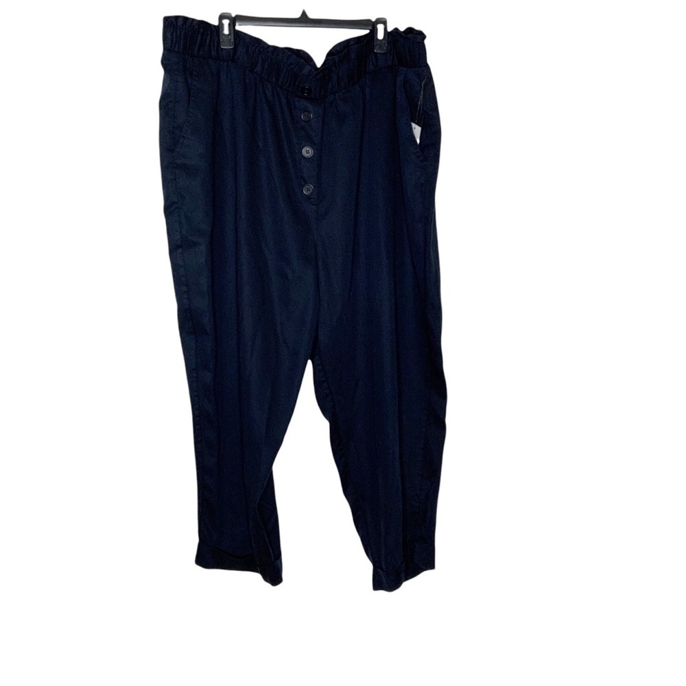 𝅺black TAPE- plus size pants with ruffled waist and cuffed hem. Size 3X